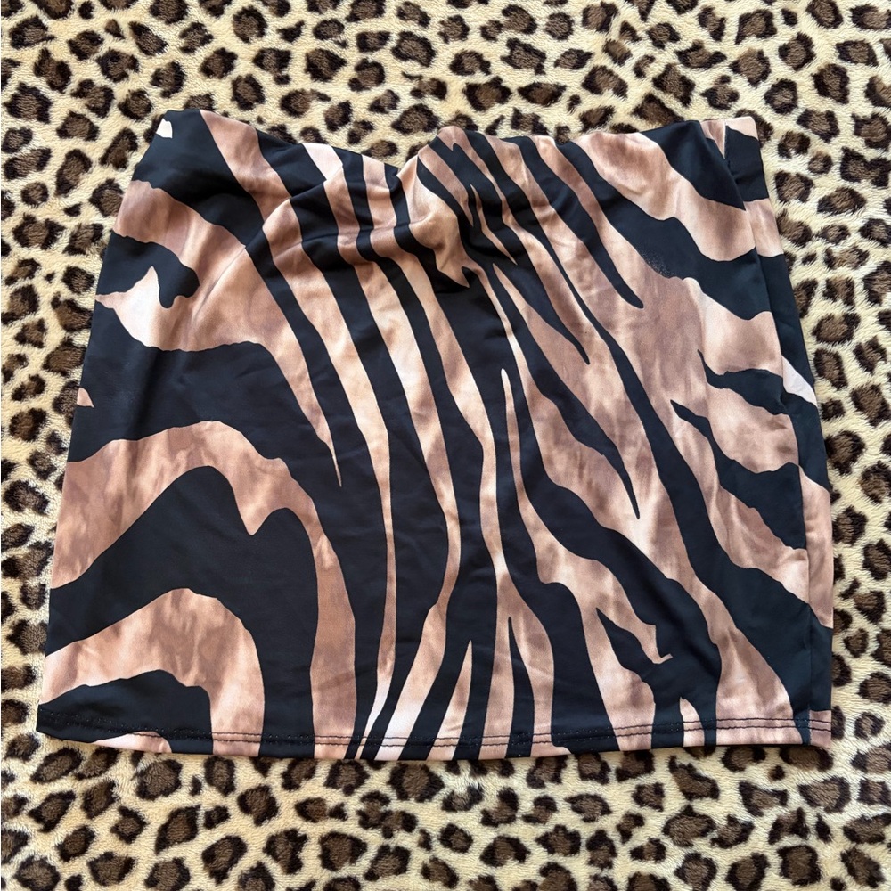 Fashion Nova Black and Brown Animal Print Mini Skirt